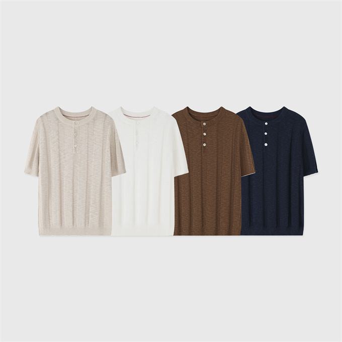 brunello cucinelli rib jacquard henley knit t-shirt